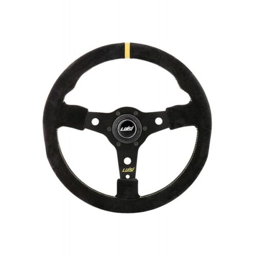Luisi ΤΙΜΟΝΙ RACING CORSA 350mm ΤΡΙΑΚΤΙΝΟ ΣΟΥΕΤ ΜΑΥΡΟ LUISI