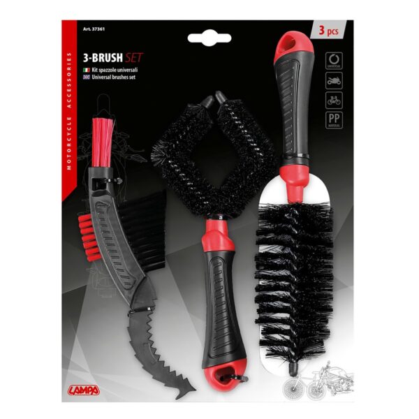 Lampa ΒΟΥΡΤΣΕΣ UNIVERSAL ΓΙΑ ΚΑΘΑΡΙΣΜΟ MOTO ΜΕ ΑΝΤΙΟΛΙΣΘΗΤΙΚΗ ΛΑΒΗ 3 ΤΕΜ - Image 2
