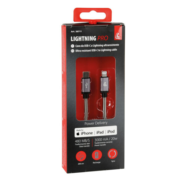 Lampa ΚΑΛΩΔΙΟ ΦΟΡΤΙΣΗΣ & ΜΕΤΑΦΟΡΑΣ ΔΕΔΟΜΕΝΩΝ 3000mA 480MB/S TYPE-C >APPLE 200cm  LAMPA - 1 TEM. - Image 3