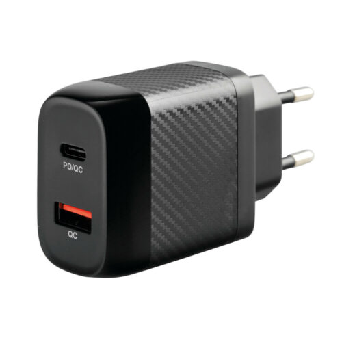 Lampa ΦΟΡΤΙΣΤΗΣ ΚΙΝΗΤΟΥ ΜΕ ΟΙΚΙΑΚΗ ΠΡΙΖΑ 100/230V ΚΑΙ  2 ΘΥΡΕΣ USB A+C 20W HOME POWER ULTRA FAST CHARGER
