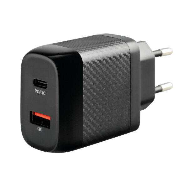Lampa ΦΟΡΤΙΣΤΗΣ ΚΙΝΗΤΟΥ ΜΕ ΟΙΚΙΑΚΗ ΠΡΙΖΑ 100/230V ΚΑΙ  2 ΘΥΡΕΣ USB A+C 20W HOME POWER ULTRA FAST CHARGER