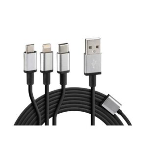 Lampa ΚΑΛΩΔΙΟ USB ΦΟΡΤΙΣΗΣ CERBERO 100 cm (3 ΑΝΤΑΠΤΟΡΕΣ TYPE C/APPLE/MICRO USB - 8 PIN) SILVER LINE