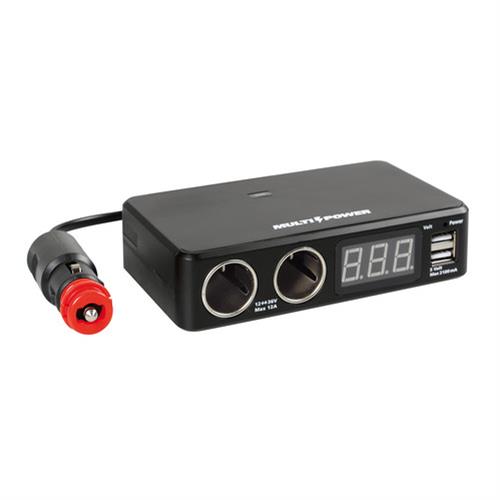 Lampa ΑΝΤΑΠΤΟΡΑΣ ΑΝΑΠΤΗΡΑ 12/24/36V ΔΙΠΛΟΣ ΜΕ 2 USB+ΒΟΛΤΟΜΕΤΡΟ MULTI POWER ΜΕ ΚΑΛΩΔΙΟ 80cm