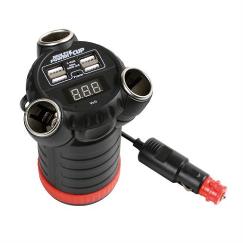 Lampa ΑΝΤΑΠΤΟΡΑΣ ΑΝΑΠΤΗΡΑ 12/24/36V ΤΡΙΠΛΟΣ ΜΕ 4 USB+ΒΟΛΤΟΜΕΤΡΟ MULTI POWER CUP ΜΕ ΚΑΛΩΔΙΟ 80cm