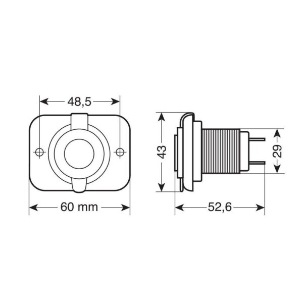 Lampa ΠΡΙΖΑ USB ΜΕ ΚΑΠΑΚΙ ΚΑΙ 2 ΘΥΡΕΣ USB (A+C) 12/24V 3000mA 15W ΜΑΥΡΗ FAST CHARGE LAMPA - 1 TEM. - Image 3