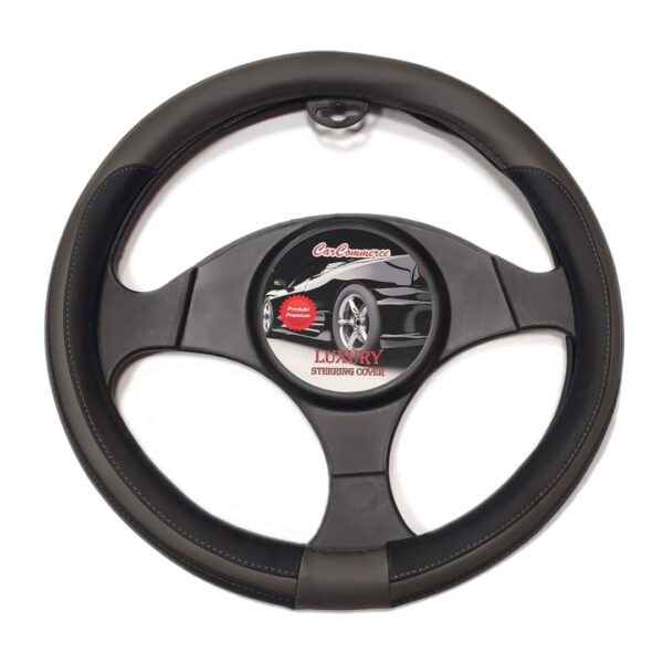 CarCommerce ΚΑΛΥΜΜΑ ΤΙΜΟΝΙΟΥ LUXURY 37-39,5 cm (ΜΑΥΡΟ/ΓΚΡΙ ΔΕΡΜΑΤΙΝΗ)
