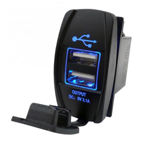CarCommerce ΔΙΠΛΗ ΘΥΡΑ USB 12/24V – 5V – 3100mA ΜΕ ΚΑΠΑΚΙ ΣΕ ΠΛΑΙΣΙΟ ΔΙΑΚΟΠΤΗ
