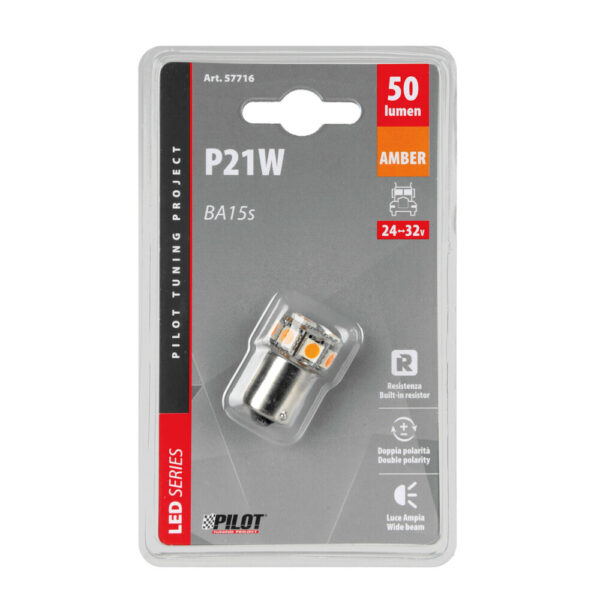 Lampa P21W 24/32V Ba15s 50lm 10xSMDx1CHIP LED CAN-BUS (ΦΟΥΝΤΟΥΚΙ) ΠΟΡΤΟΚΑΛΙ ΔΙΑΘΛΑΣΗΣ BLISTER​ LAMPA - 1 TEM. - Image 2