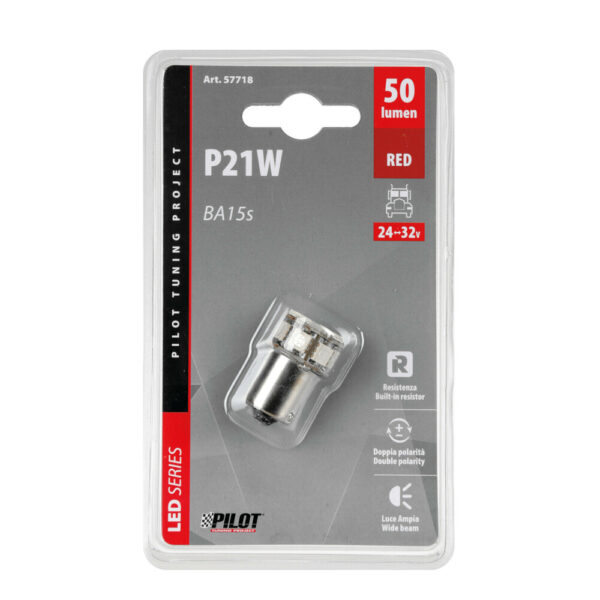 Lampa P21W 24/32V Ba15s 50lm 10xSMDx1CHIP LED CAN-BUS (ΦΟΥΝΤΟΥΚΙ) ΚΟΚΚΙΝΟ ΔΙΑΘΛΑΣΗΣ BLISTER​ LAMPA - 1 TEM. - Image 2