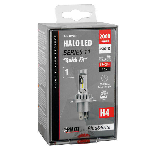 Lampa ΛΑΜΠΑ LED H4 12/24V P43t 6.500K 2.000lm 15W 12LED SEOUL CSP-Y19chips HALO LED SERIE 11 PLUG & BRITE LAMPA - 1ΤΕΜ. - Image 2