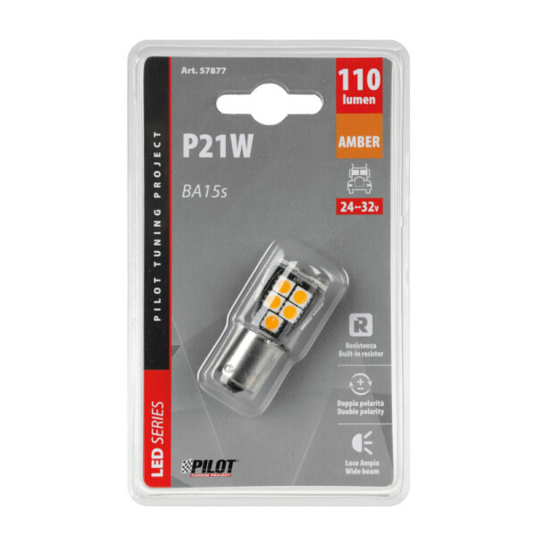 Lampa P21W 24/32V Ba15s 110lm 18xSMDx1CHIP LED CAN-BUS (ΦΟΥΝΤΟΥΚΙ) ΠΟΡΤΟΚΑΛΙ BLISTER​ LAMPA - 1 TEM. - Image 3