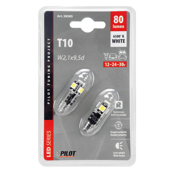 Lampa T10 W5W 12/30V W2,1x9,5d 80lm 5SMD LED ΛΕΥΚΟ (ΚΑΡΦΩΤΟ-ΤΡΙΠΛΟΕΣΤΙΑΚΟ- CAN-BUS) 2ΤΕΜ. - Image 3