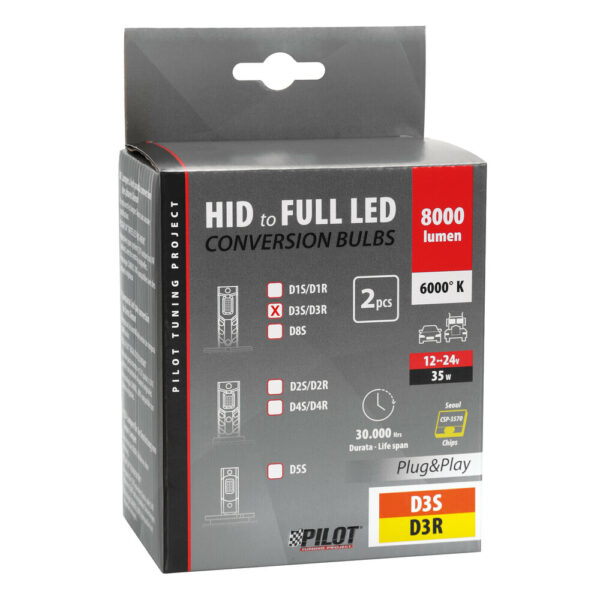 Lampa D3S/D3R 12/24V 35W 6.000K 8000lm LED SEOUL CSP-3570chips CAN BUS PLUG & PLAY LAMPA - 2ΤΕΜ. - Image 3