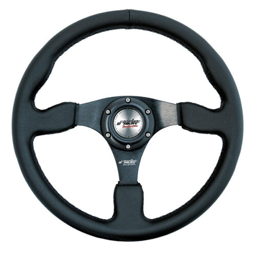 Simoni Racing ΤΙΜΟΝΙ DEFENDER PELLE ΜΑΥΡΟ ΤΡΙΑΚΤΙΝΟ ΔΕΡΜΑΤΙΝΟ 350mm