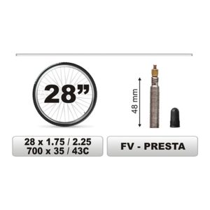 CarCommerce ΣΑΜΠΡΕΛΑ ΠΟΔΗΛΑΤΟΥ 28x1.75/2,25 ΜΕΓΑΛΗ ΒΑΛΒΙΔΑ 48mm CAR COMMERCE - 1 ΤΕΜ.