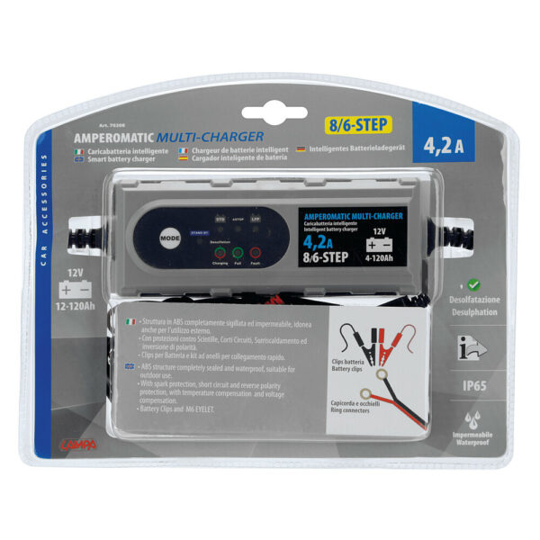 Lampa ΦΟΡΤΙΣΤΗΣ ΜΠΑΤΑΡΙΑΣ AMPEROMATIC MULTI-CHARGER 12V 4,2A 4>120Ah STD-SMF-EFB-AGM-START & STOP - Image 4