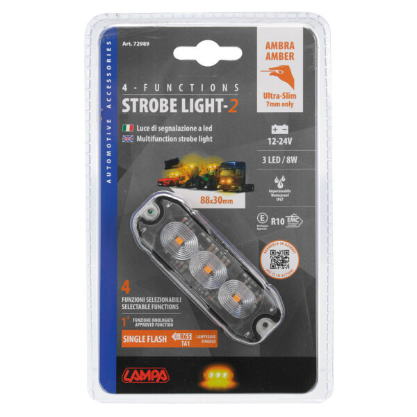 Lampa ΣΤΡΟΜΠΟ ΠΟΡΤΟΚΑΛΙ 12/24V 3 LED 4 ΧΡΗΣΕΩΝ ΑΔΙΑΒΡΟΧΟ IP67 (ΠΑΧΟΣ: 7mm) 88x30mm  LAMPA - 1 TEM. - Image 4