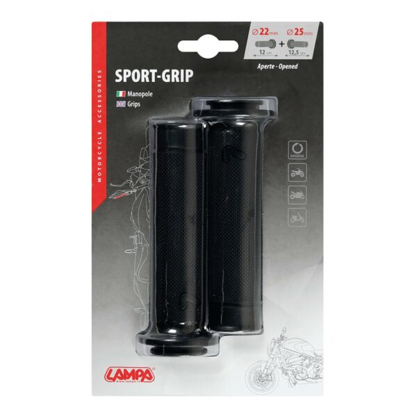 Lampa ΧΕΙΡΟΛΑΒΕΣ ΤΙΜΟΝΙΟΥ ΜΗΧΑΝΗΣ SPORT-GRIP ΜΑΥΡΟ (22 mm-12cm/25mm-12,5cm) LAMPA - 2 ΤΕΜ. - Image 2