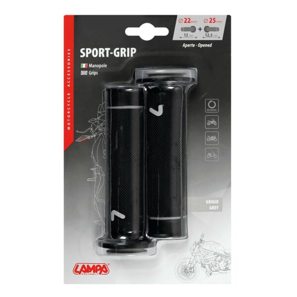 Lampa ΧΕΙΡΟΛΑΒΕΣ ΤΙΜΟΝΙΟΥ ΜΗΧΑΝΗΣ SPORT-GRIP ΜΑΥΡΟ/ΓΚΡΙ (22 mm-12cm/25mm-12,5cm) LAMPA - 2 ΤΕΜ. - Image 2
