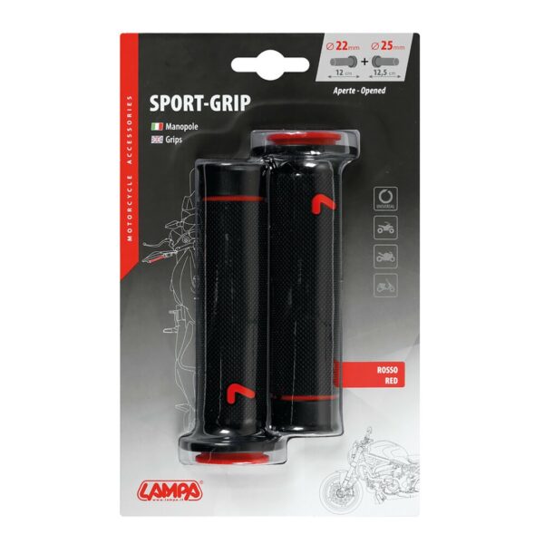 Lampa ΧΕΙΡΟΛΑΒΕΣ ΤΙΜΟΝΙΟΥ ΜΗΧΑΝΗΣ SPORT-GRIP ΜΑΥΡΟ/ΚΟΚΚΙΝΟ (22 mm-12cm/25mm-12,5cm) LAMPA - 2 ΤΕΜ. - Image 2