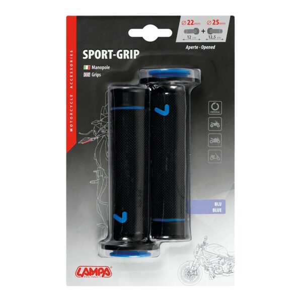 Lampa ΧΕΙΡΟΛΑΒΕΣ ΤΙΜΟΝΙΟΥ ΜΗΧΑΝΗΣ SPORT-GRIP ΜΑΥΡΟ/ΜΠΛΕ (22 mm-12cm/25mm-12,5cm) LAMPA - 2 ΤΕΜ. - Image 2