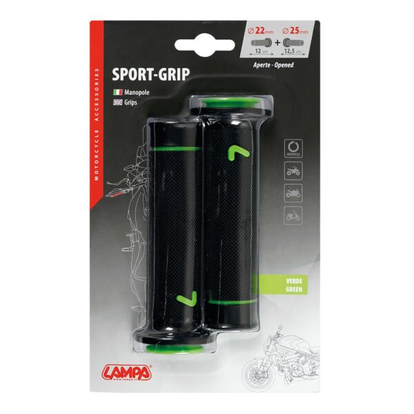 Lampa ΧΕΙΡΟΛΑΒΕΣ ΤΙΜΟΝΙΟΥ ΜΗΧΑΝΗΣ SPORT-GRIP ΜΑΥΡΟ/ΠΡΑΣΙΝΟ (22 mm-12cm/25mm-12,5cm) LAMPA - 2 ΤΕΜ. - Image 2