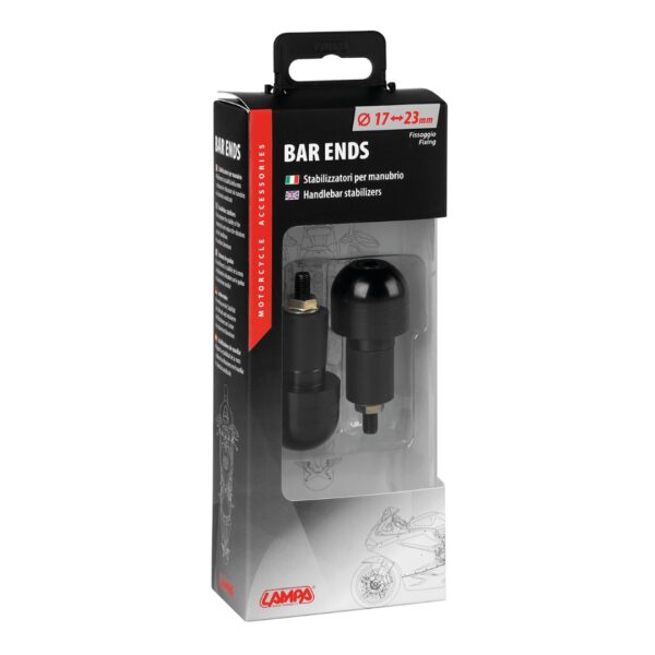 Lampa ΑΝΤΙΒΑΡΑ ΤΙΜΟΝΙΟΥ ΣΦΑΙΡΙΚΑ MOTO BAR ENDS ΜΕ ΕΣΩΤΕΡΙΚΗ ΔΙΑΜΕΤΡΟ 17-23 mm (ΜΑΥΡΟ ΑΝΟΔΙΩΜΕΝΟ ΑΛΟΥΜΙΝΙΟ) - 2 ΤΕΜ. - Image 2