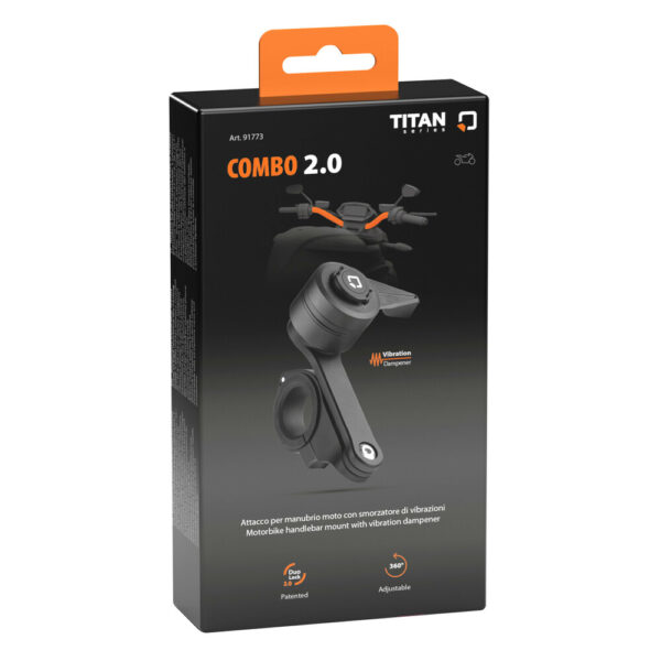 Optiline Διπλή Βάση Στήριξης Κινητού και Action Camera Combo 2.0 της σειράς Titan Optiline για Τιμόνι Μηχανής ή Ποδηλάτου με διάμετρο από 22 mm έως 35 mm με 3D αντικραδασμικό σύστημα dampener και σύστημα Duolock 2.0, συμβατή με Θήκες ή Αντάπτορες Κινητού Optiline - Image 2