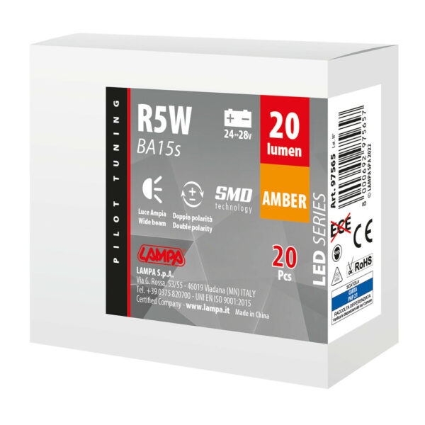 Lampa R5W BA15s 24/28V 6SMDX1CHIP LED 20lm ΠΟΡΤΟΚΑΛΙ ΚΟΥΤΙ LAMPA - 20 ΤΕΜ. - Image 3