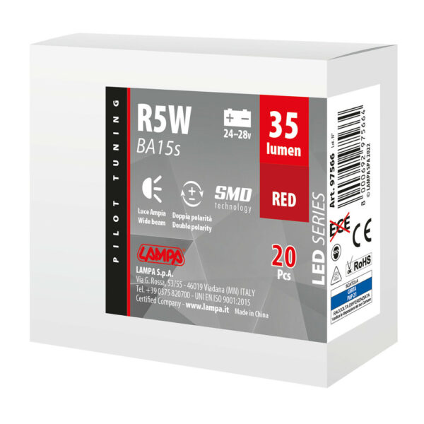 Lampa R5W BA15s 24/28V 6SMDX1CHIP LED 35lm ΚΟΚΚΙΝΟ ΚΟΥΤΙ LAMPA - 20 ΤΕΜ. - Image 3