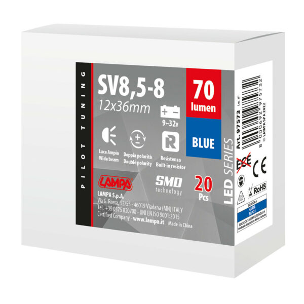 Lampa ΛΑΜΠΑΚΙ ΠΛΑΦΟΝΙΕΡΑΣ 9>32V SV28,5-8 2SMDx1CHIP LED 70lm CAN-BUS 12x36mm ΜΠΛΕ  ΚΟΥΤΙ LAMPA - 20 ΤΕΜ. - Image 4