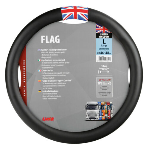 Lampa ΚΑΛΥΜΜΑ ΤΙΜΟΝΙΟΥ ΦΟΡΤΗΓΟΥ FLAG ENGLAND ΜΑΥΡΟ ΜΕ ΣΗΜΑΙΑ ΑΓΓΛΙΑΣ (L) 46-48 cm LAMPA – 1 TEM.