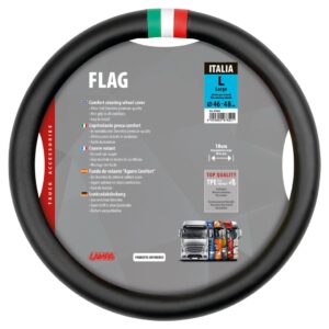 Lampa ΚΑΛΥΜΜΑ ΤΙΜΟΝΙΟΥ ΦΟΡΤΗΓΟΥ ΣΗΜΑΙΑ ΙΤΑΛΙΑΣ ΔΕΡΜΑΤΙΝΗ ΜΑΥΡΟ (L) 46-48cm ΟΙΚΟΛΟΓΙΚΟ & ΑΟΣΜΟ LAMPA  - 1 ΤΕΜ