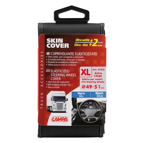 Lampa ΚΑΛΥΜΜΑ ΤΙΜΟΝΙΟΥ ΦΟΡΤΗΓΟΥ 49/51cm (XL) SKIN-COVER ΜΑΥΡΟ ΜΕ ΜΠΛΕ ΡΑΦΗ ΕΛΑΣΤΙΚΟ 2mm ΠΑΧΟΣ