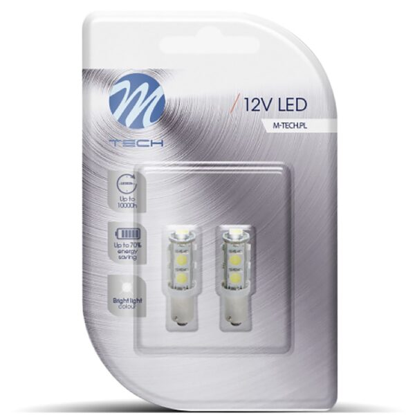 M-Tech T4W 12V 2,16W BA9s (ΜΙΝΙΟΝ) LED 9xSMD5050 ΛΕΥΚΟ BLISTER 2ΤΕΜ. M-TECH - Image 2