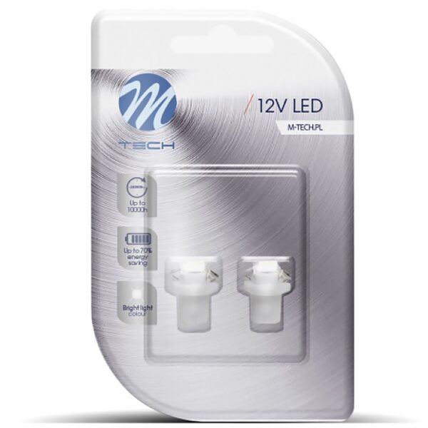 M-Tech BAX 12V B8,5d 0,24W LED 1xSMD5050 ΛΕΥΚΟ BLISTER 2ΤΕΜ. M-TECH - Image 2