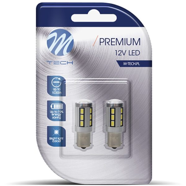 M-Tech P21W 12V BA15s LED 18xSMD5730 PREMIUM ΛΕΥΚΟ (ΜΟΝΟΠΟΛΙΚΟ) BLISTER 2ΤΕΜ. M-TECH - Image 3