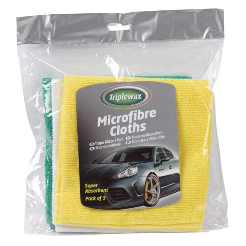 CarPlan ΠΑΝΙΑ ΚΑΘΑΡΙΣΜΟΥ ΜΕ ΜΙΚΡΟΪΝΕΣ (MICROFIBRE) 34x33cm (ΚΙΤΡΙΝΟ/ΠΡΑΣΙΝΟ/ΛΕΥΚΟ) 3 ΤΕΜ. CARPLAN TRIPLEWAX MICROFIBRE CLOTHS