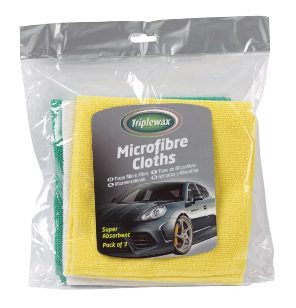 CarPlan ΠΑΝΙΑ ΚΑΘΑΡΙΣΜΟΥ ΜΕ ΜΙΚΡΟΪΝΕΣ (MICROFIBRE) 34x33cm (ΚΙΤΡΙΝΟ/ΠΡΑΣΙΝΟ/ΛΕΥΚΟ) 3 ΤΕΜ. CARPLAN TRIPLEWAX MICROFIBRE CLOTHS