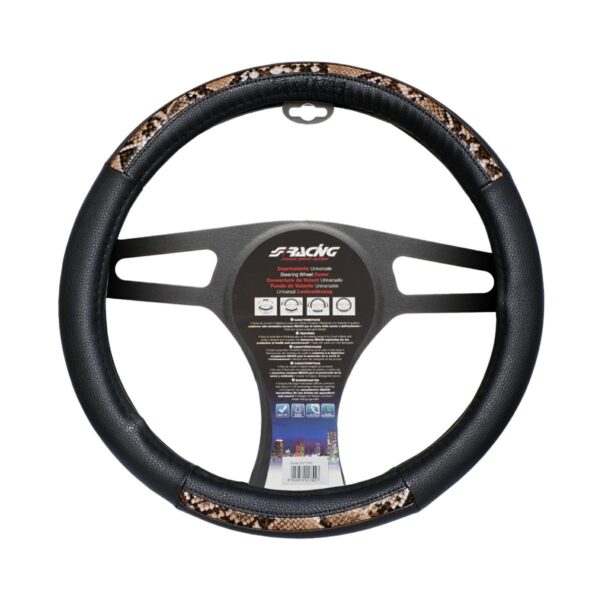 Simoni Racing ΚΑΛΥΜΜΑ ΤΙΜΟΝΙΟΥ SNAKE ΟΙΚΟΛΟΓΙΚΟ ΔΕΡΜΑ ΜΑΥΡΟ (M) 37-39cm SIMONI RACING - 1 TEM