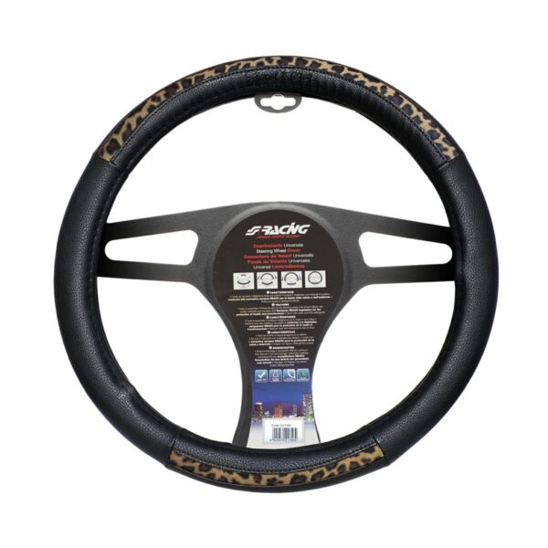 Simoni Racing ΚΑΛΥΜΜΑ ΤΙΜΟΝΙΟΥ LEOPARD ΟΙΚΟΛΟΓΙΚΟ ΔΕΡΜΑ ΜΑΥΡΟ (M) 37-39cm SIMONI RACING - 1 TE