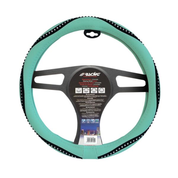 Simoni Racing ΚΑΛΥΜΜΑ ΤΙΜΟΝΙΟΥ SNAPPY TIFFANY ΠΡΑΣΙΝΟ/ΜΑΥΡΟ ΜΕ ΣΤΡΑΣ ΟΙΚΟΛΟΓΙΚΟ ΔΕΡΜΑ (M) 37-39cm SIMONI RACING - 1 TEM.