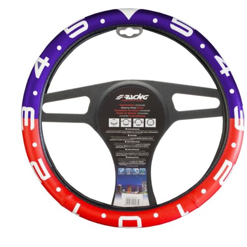 Simoni Racing ΚΑΛΥΜΜΑ ΤΙΜΟΝΙΟΥ CLOCK ΟΙΚΟΛΟΓΙΚΟ ΔΕΡΜΑ ΜΠΛΕ/ΚΟΚΚΙΝΟ (M) 37-39cm SIMONI RACING – 1 TEM.