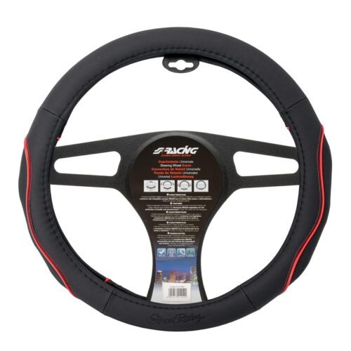 Simoni Racing ΚΑΛΥΜΜΑ ΤΙΜΟΝΙΟΥ PRETTY BLACK  ΜΑΥΡΟ ΜΕ ΡΙΓΑ ΚΟΚΚΙΝΗ ΟΙΚΟΛΟΓΙΚΟ ΔΕΡΜΑ 37-39cm SIMONI RACING – 1 TEM.