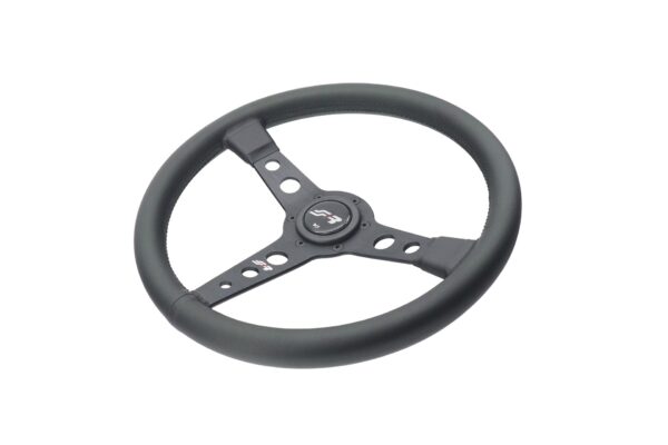 Simoni Racing ΤΙΜΟΝΙ GRINTA ΜΑΥΡΟ ΟΙΚΟΛΟΓΙΚΟ ΔΕΡΜΑ ΤΡΙΑΚΤΙΝΟ ΔΙΑΜΕΤΡΟΣ 350mm ΠΑΧΟΣ 102mm​ SIMONI RACING - 1 TEM. - Image 2