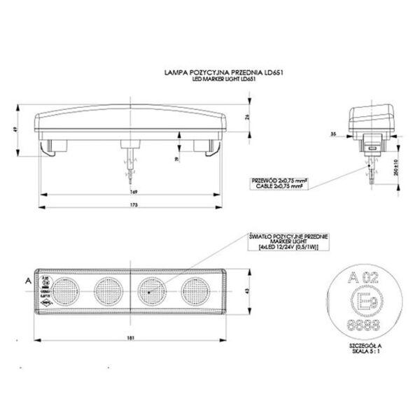 Horpol DRL HOR64 12/24V ΠΡΟΣΘΕΤΟ DAYTIME ΔΙΕΘΝΗ ΜΕ 4LED 0,5W 181x48mm ΜΑΥΡΟ 1ΤΕΜ - Image 2