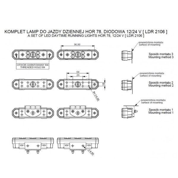 Horpol DRL HOR78 12/24V ΠΡΟΣΘΕΤΟ DAYTIME ΔΙΕΘΝΗ ΜΕ 4LED 6W 120,5x36,8mm ΜΑΥΡΟ 2ΤΕΜ - Image 3
