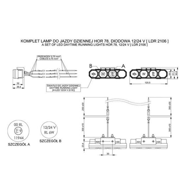 Horpol DRL HOR78 12/24V ΠΡΟΣΘΕΤΟ DAYTIME ΔΙΕΘΝΗ ΜΕ 4LED 6W 120,5x36,8mm ΜΑΥΡΟ 2ΤΕΜ - Image 4