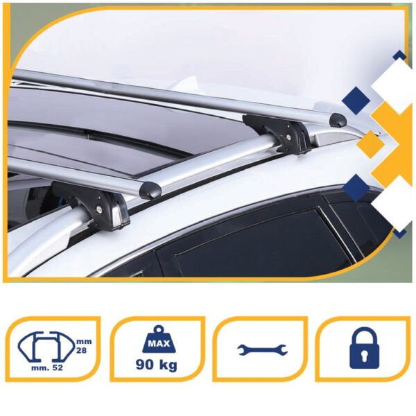K39 ΜΠΑΡΕΣ ΟΡΟΦΗΣ ΑΛΟΥΜΙΝΙΟΥ ΜΕ ΚΛΕΙΔΑΡΙΑ LION1 120 CM Κ39 (STANDARD RAILING) - 2 ΤΕΜ. - Image 2