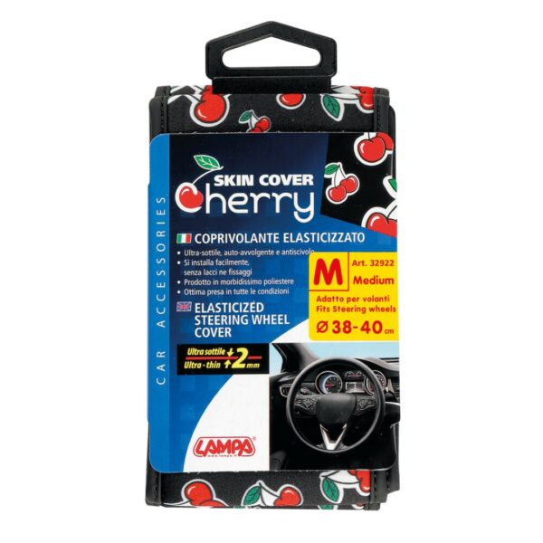 Lampa ΚΑΛΥΜΜΑ ΤΙΜΟΝΙΟΥ SKIN-COVER CHERRY-CILIEGE(ΚΕΡΑΣΙΑ) 38/40cm(M) ΜΑΥΡΟ ΕΛΑΣΤΙΚΟ ΠΟΛΥΕΣΤΕΡΙΚΟ 2mm ΠΑΧΟΣ - Image 3